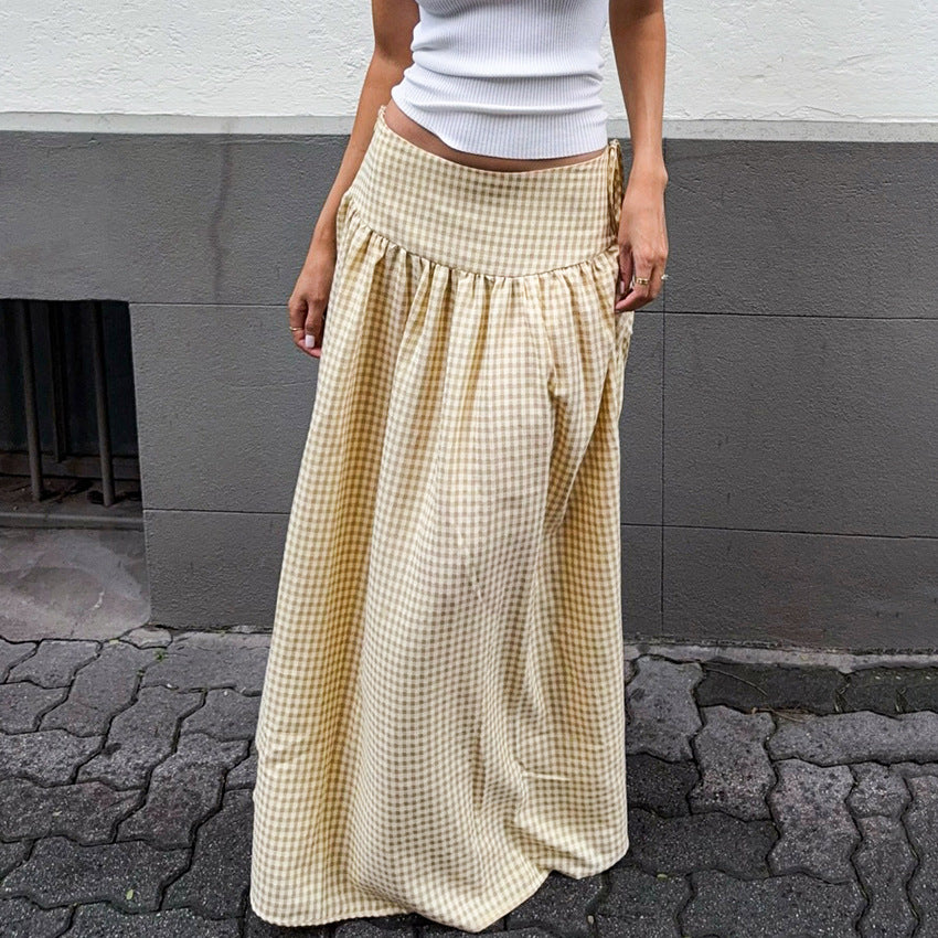 Pleated Straight Long Womens Skirt