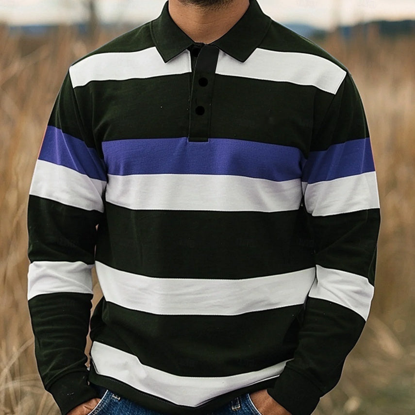 Men's Casual Long-sleeve Polo-neck T-Shirt