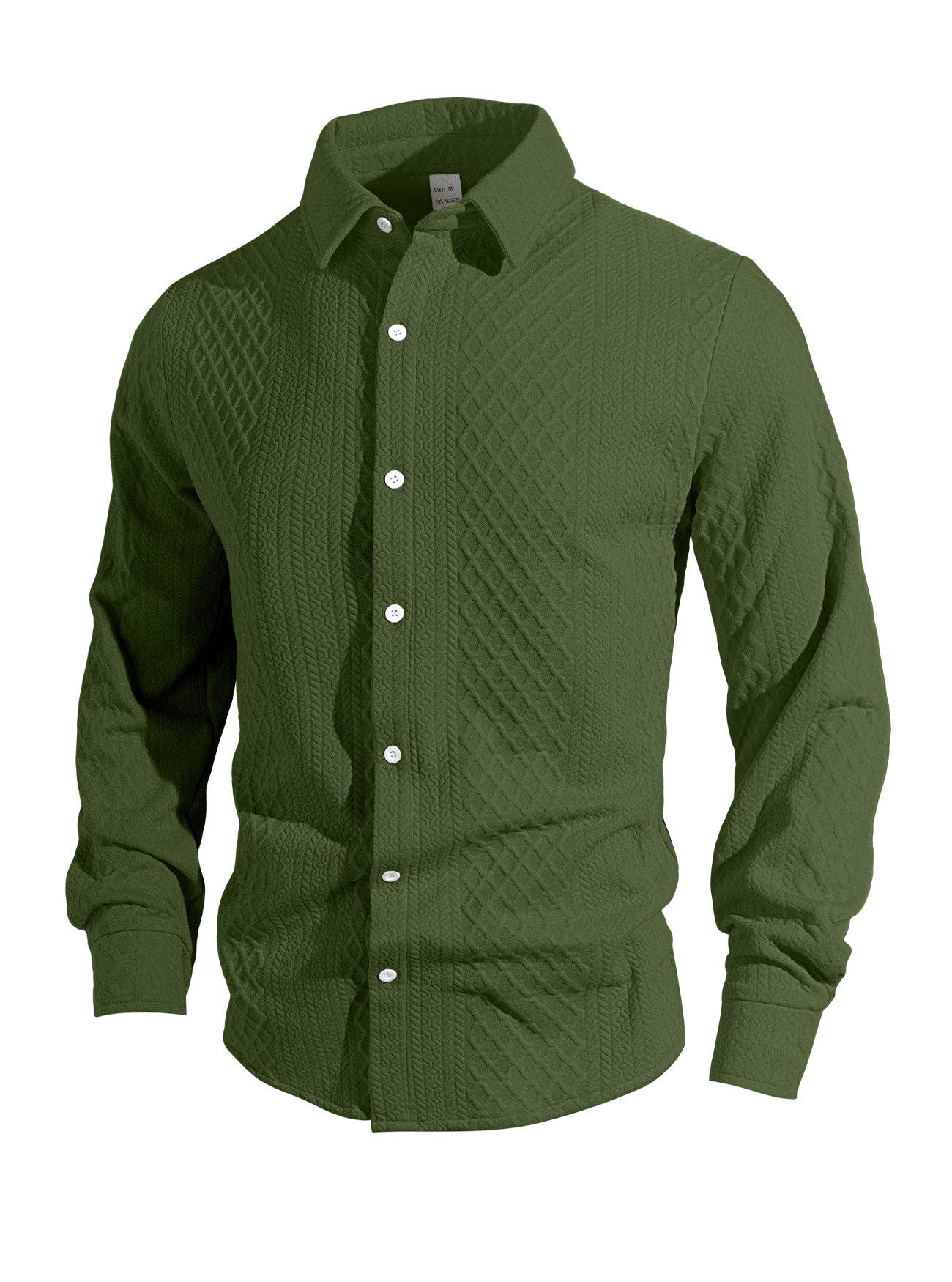 Knitted Floral Single-breasted Casual Sport Business Men's Lapel Long Sleeve Shirt