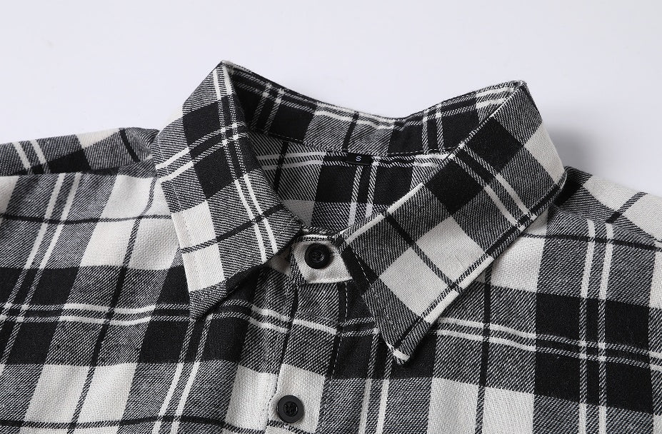 Teenage Men's Checked Long-sleeved Casual Shirt