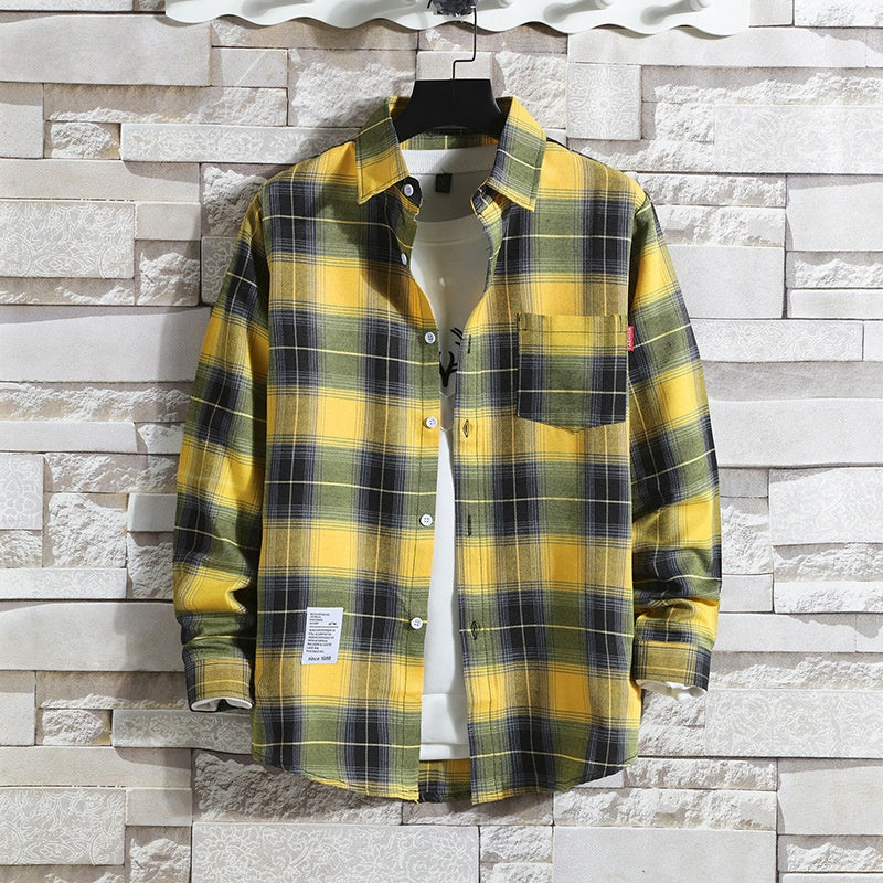 Long-sleeve Plaid Shirt -style Loose Fit