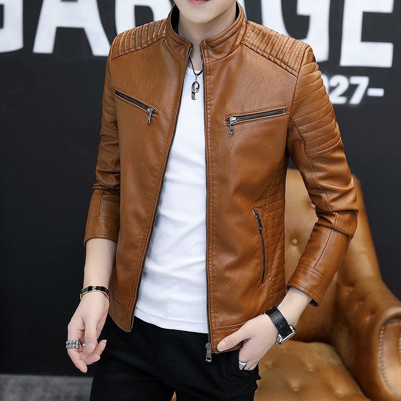 Mens Springautumn Leather Jacket