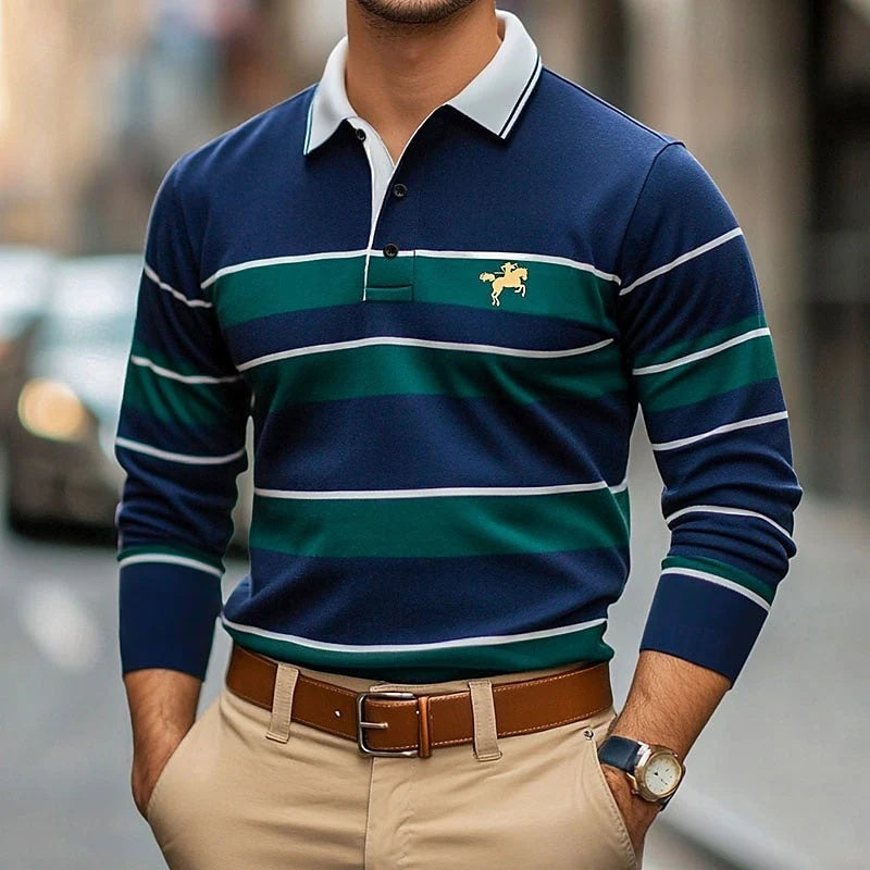 Men's Casual Long-sleeve Polo-neck T-Shirt