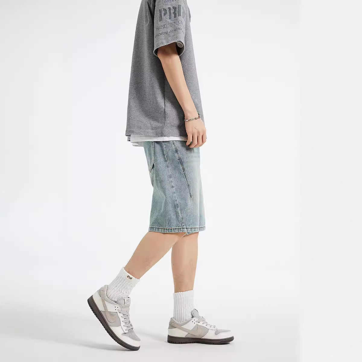 Summer New Structure Loose Straight Denim Shorts Simple All-matching