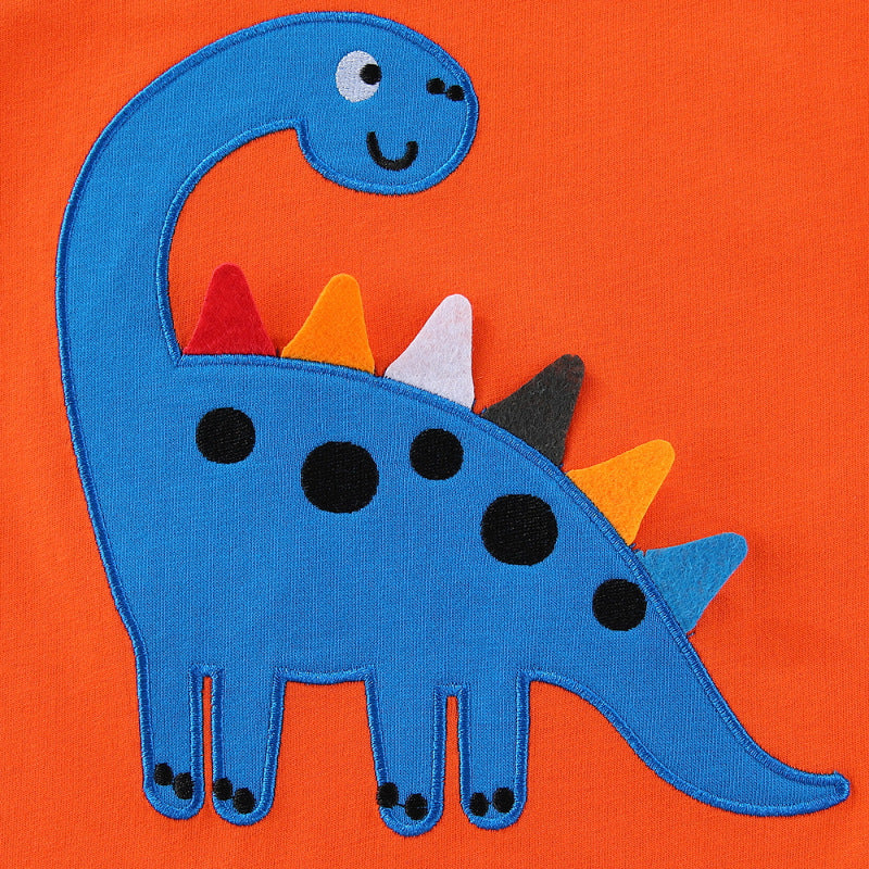 Dinosaur Embroidery Pattern Knitted T-Shirt