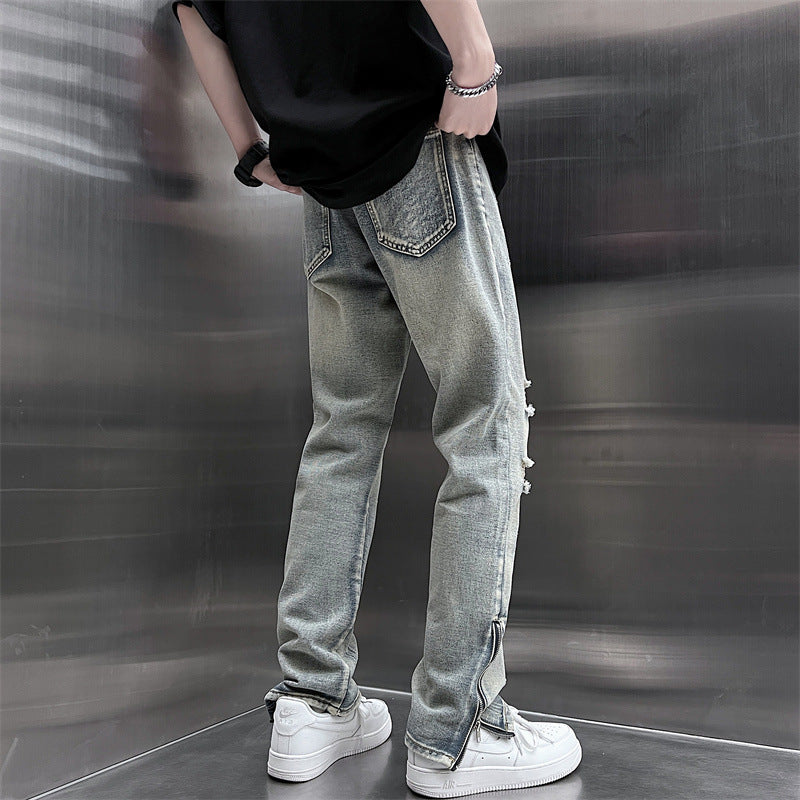 Mens Summer Loose-Fit Denim Jeans