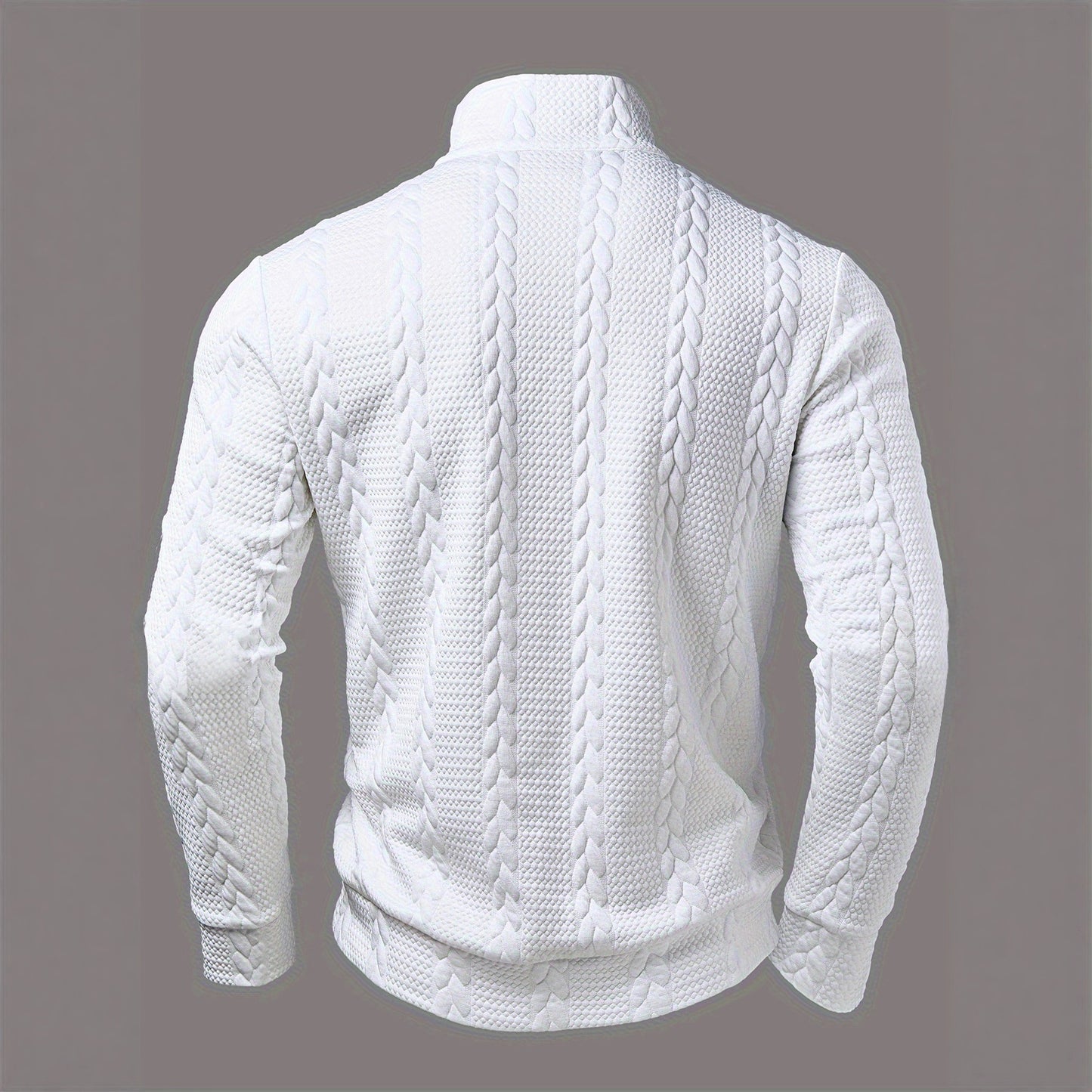 Casual Textured Fabric Zippered Crew Neck Long-Sleeve Shirt