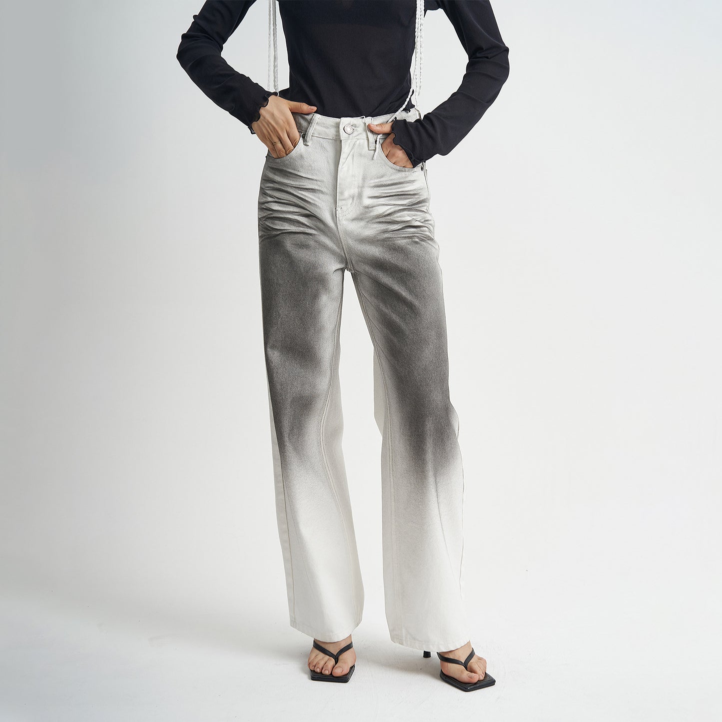 Washed Jeans Original Design High Waist Straight Slim Fit