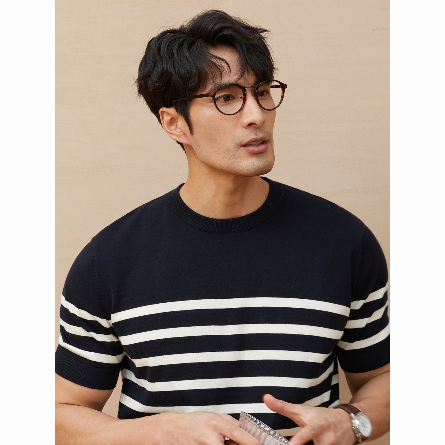 Short-sleeved Knitte Mens T-Shirt