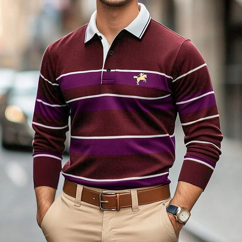 Men's Casual Long-sleeve Polo-neck T-Shirt
