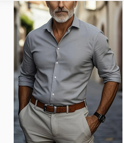 Men's Business-Style Korean-Style Handsome Cool Slim-Fit Professional Shirt