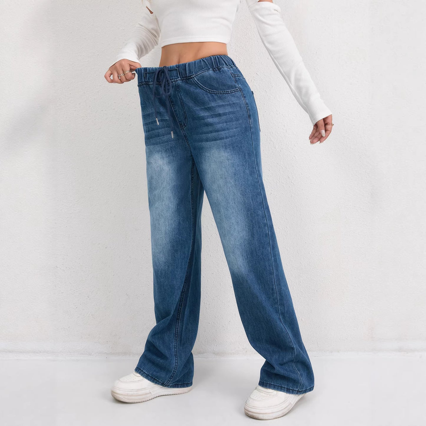 Straight-Leg Denim Jeans For Women