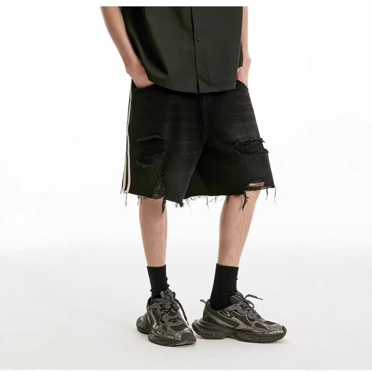 Men's Ripped Denim Shorts