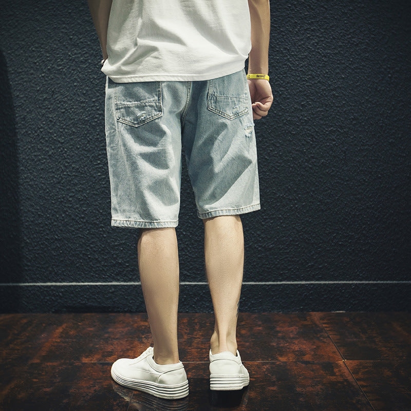 Ripped Denim Outer Wear Pants