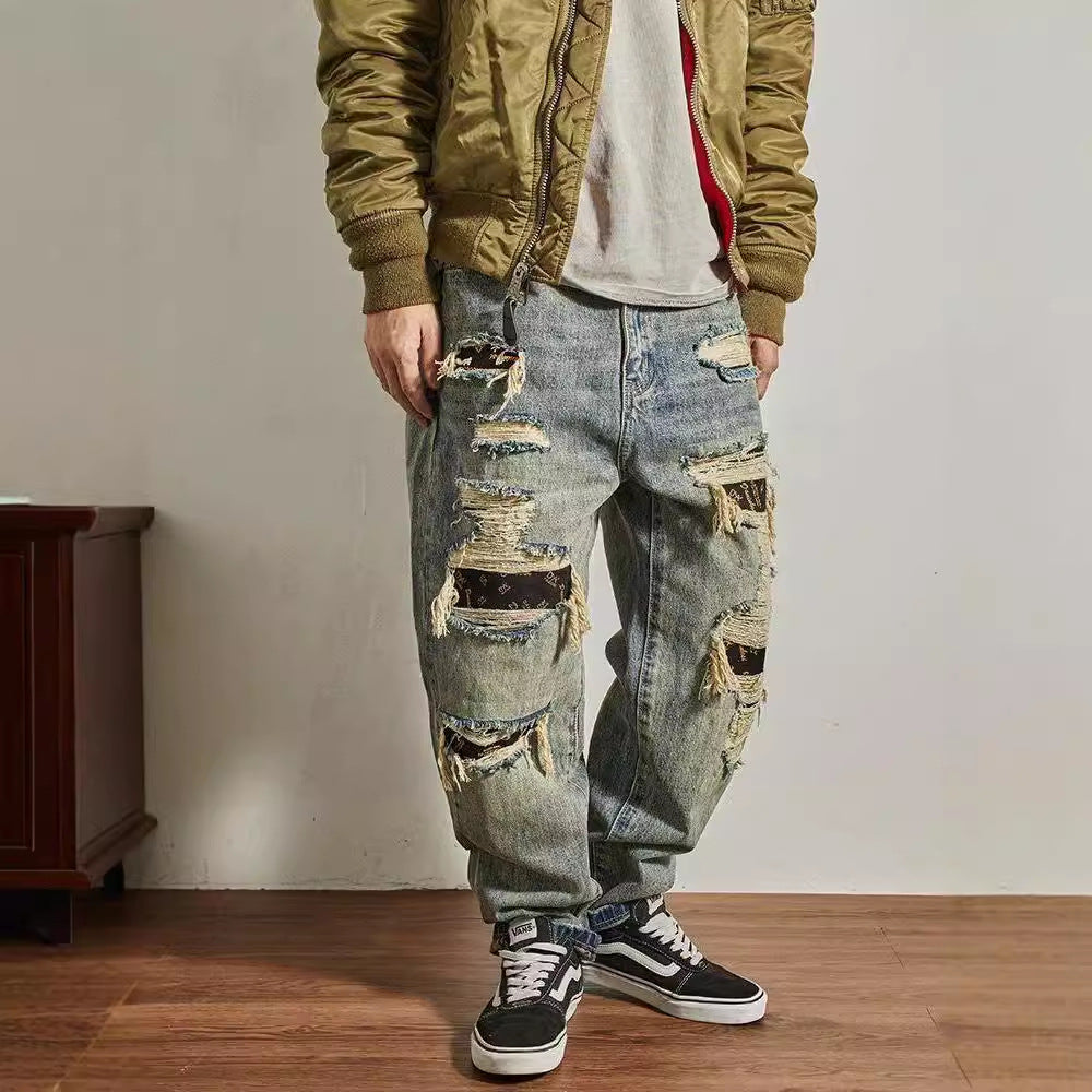 Men's Tapered Distressed Broken jeans