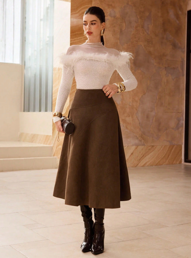 Faux Suede Elegant Skirt