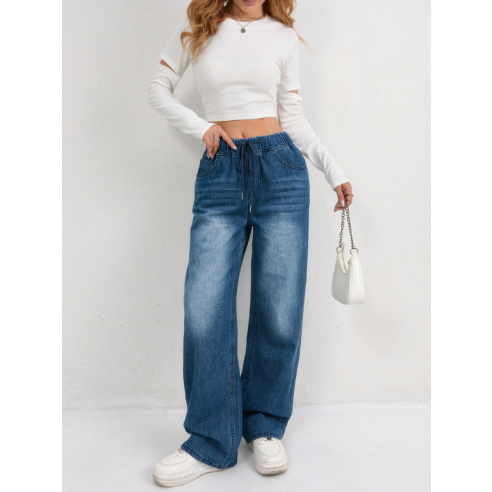 Straight-Leg Denim Jeans For Women