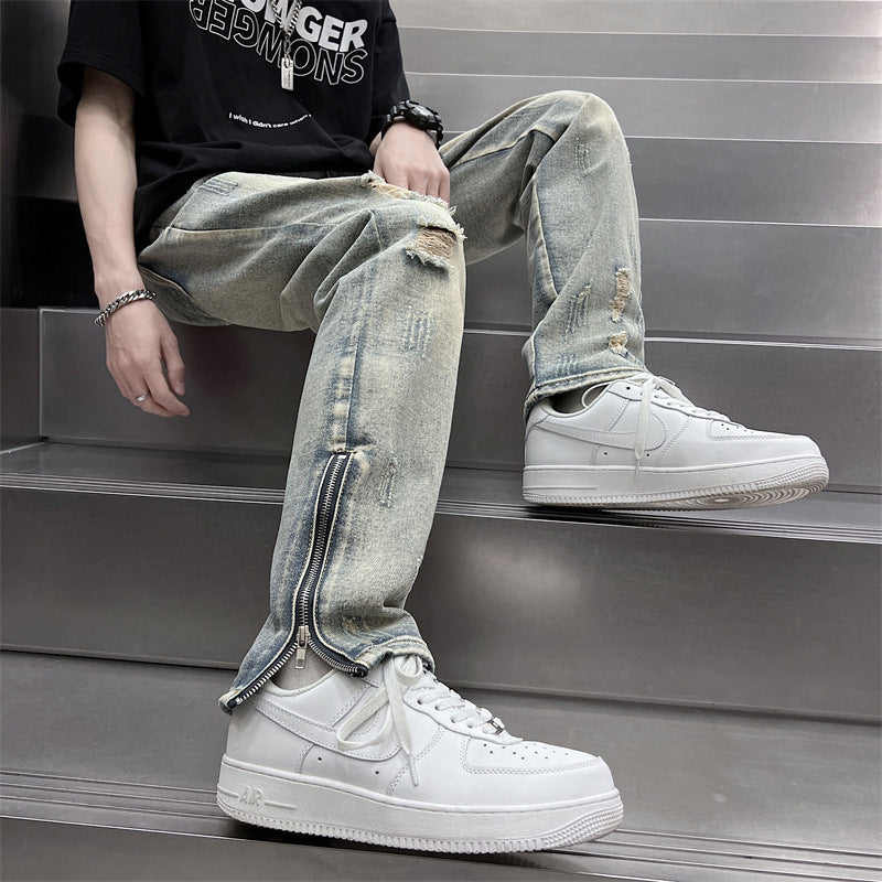Mens Summer Loose-Fit Denim Jeans