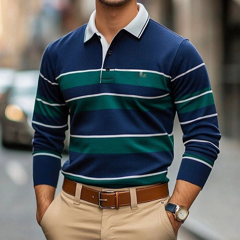 Men's Casual Long-sleeve Polo-neck T-Shirt