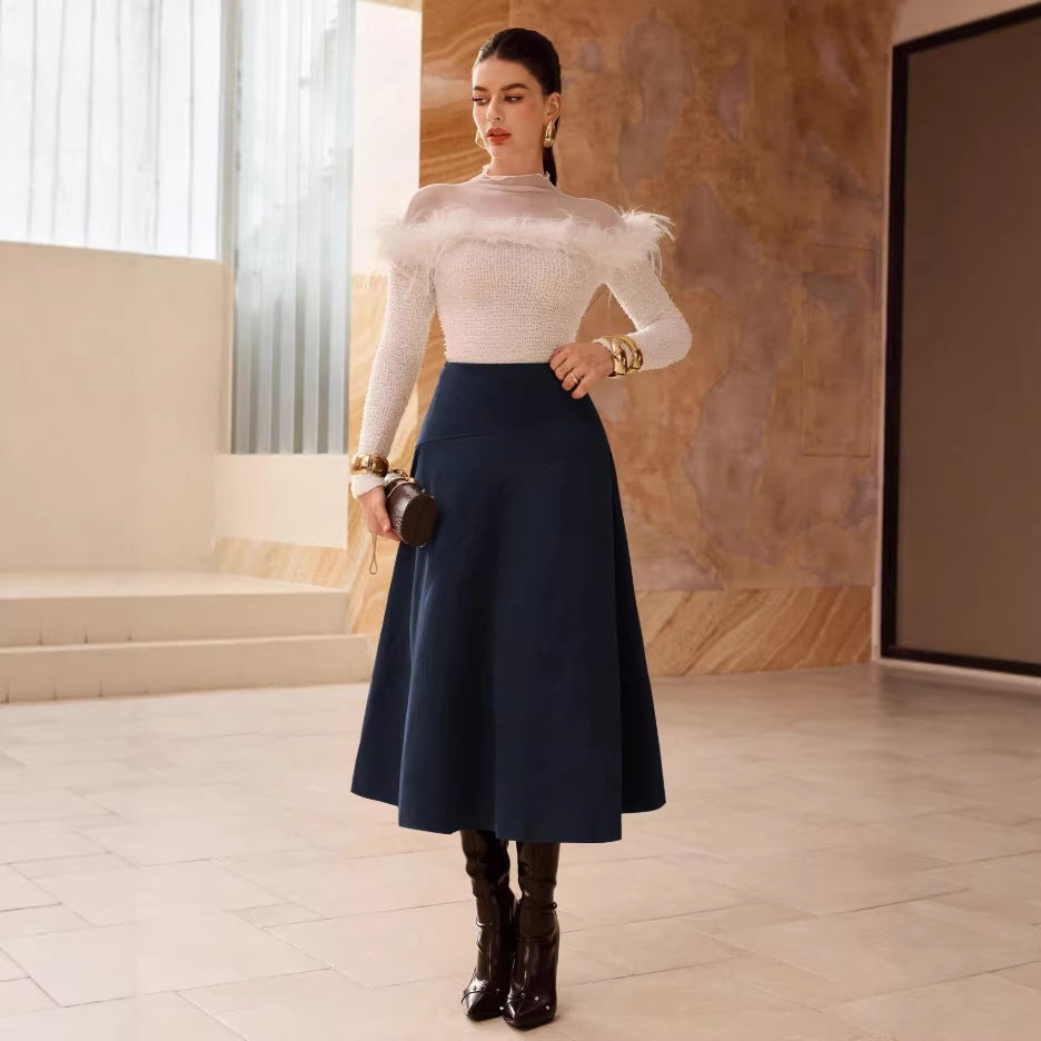 Faux Suede Elegant Skirt