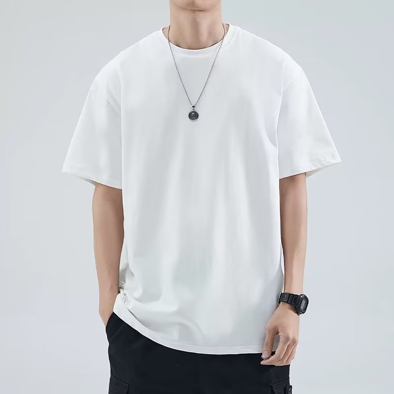 Mens Loose Simple Versatile Solid-color Top
