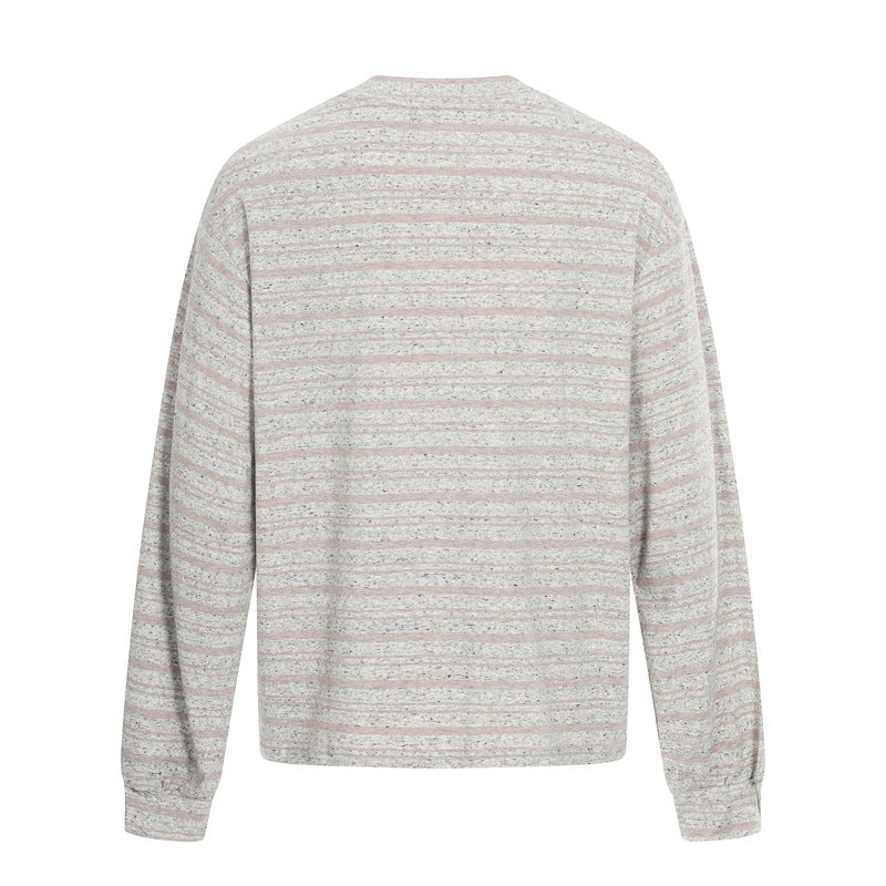 Hip-hop Oversized Letter-print Relaxed-fit Long-sleeve T-shirt With Striped Top