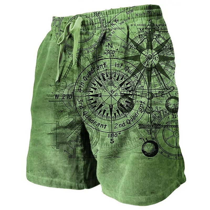 European And American 3D Printed Casual Retro Plaid Hawaiian Vacation Beach Pants Loose Shorts Men