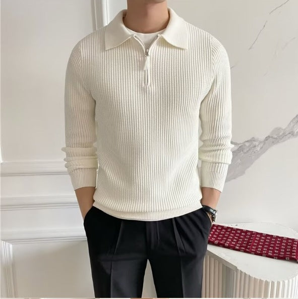 Knitted Polo Sweater With Thermal