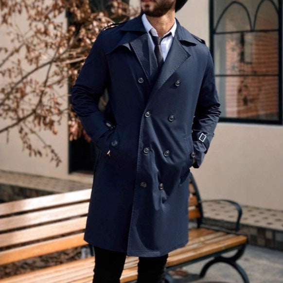 Mens Mid-length Casual Trench Coat