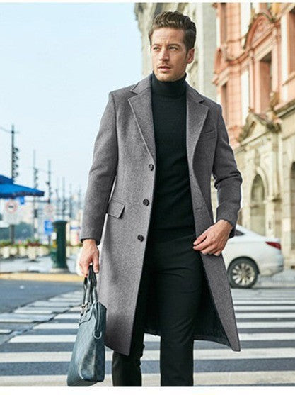Men's Long-sleeved Wool Coat