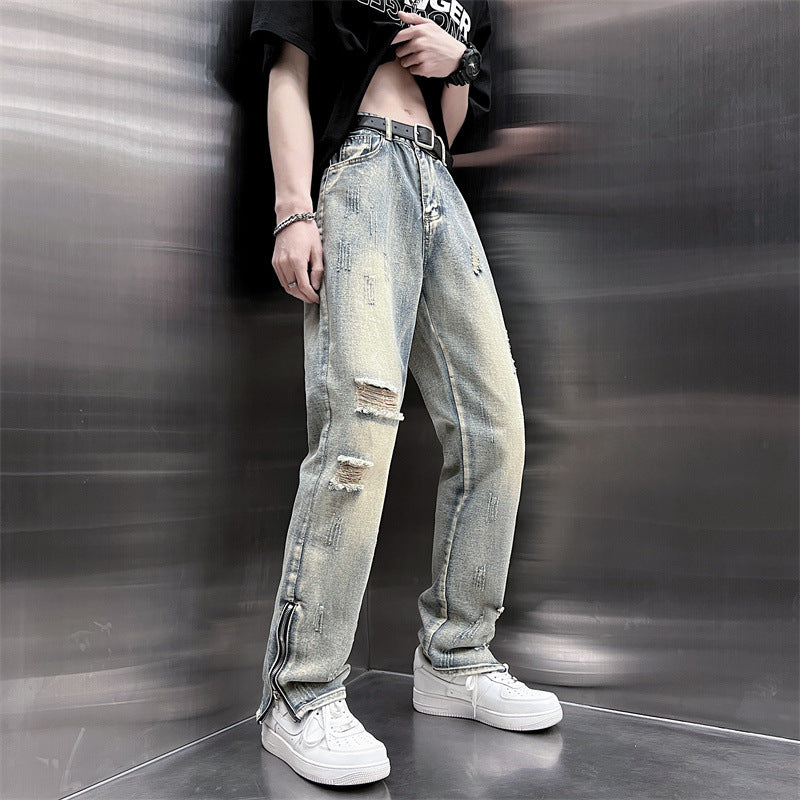 Mens Summer Loose-Fit Denim Jeans