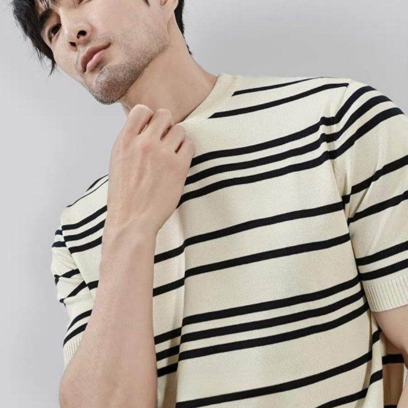Knitted Ice Silk T-shirt Men's
