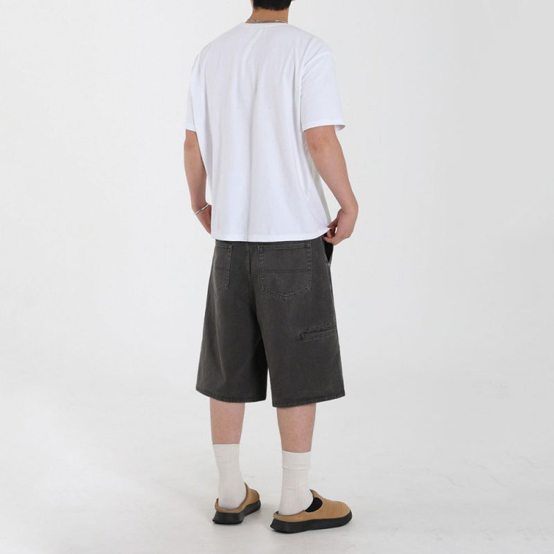 Denim Shorts Men's Loose Leisure Workwear Cropped Pants