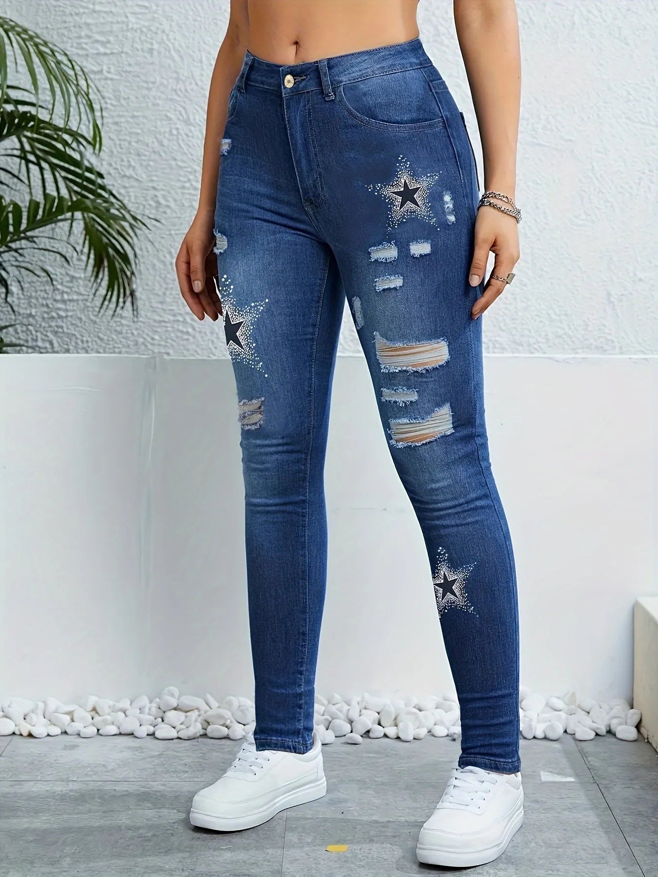 Ripped Distressed Skinny Denim Jeans
