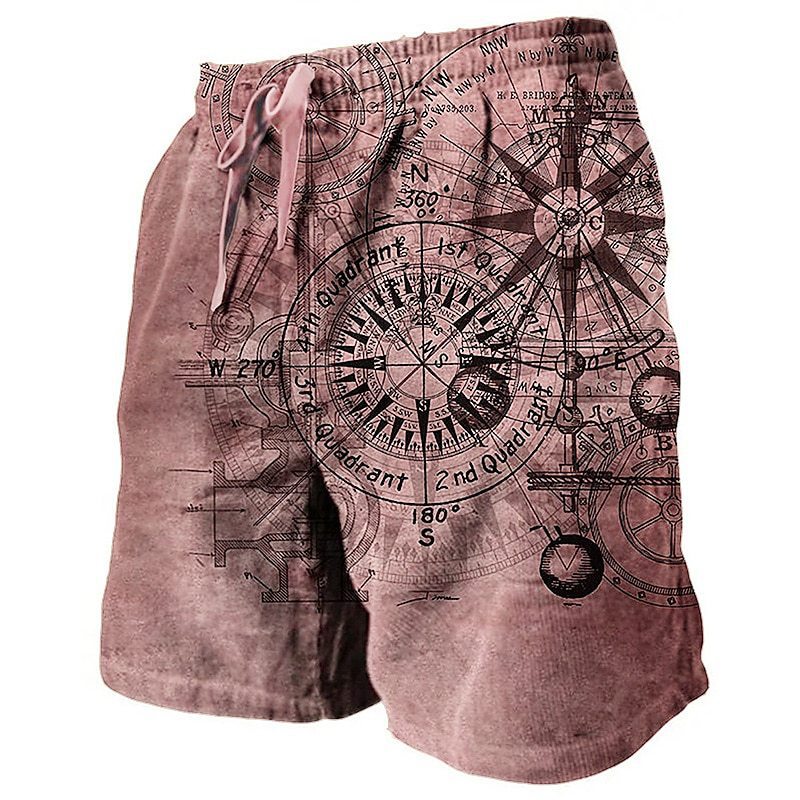 European And American 3D Printed Casual Retro Plaid Hawaiian Vacation Beach Pants Loose Shorts Men
