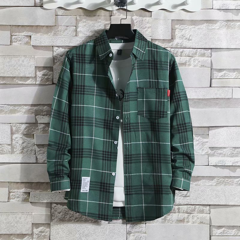 Long-sleeve Plaid Shirt -style Loose Fit