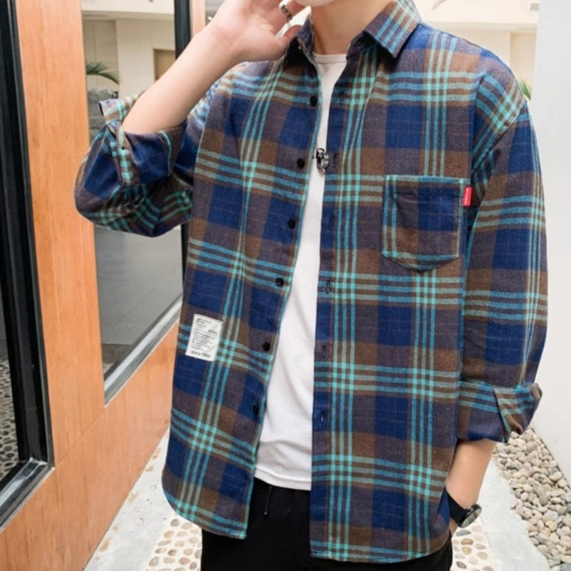 New Long-sleeved Plaid Casual Korean-style Versatile Top