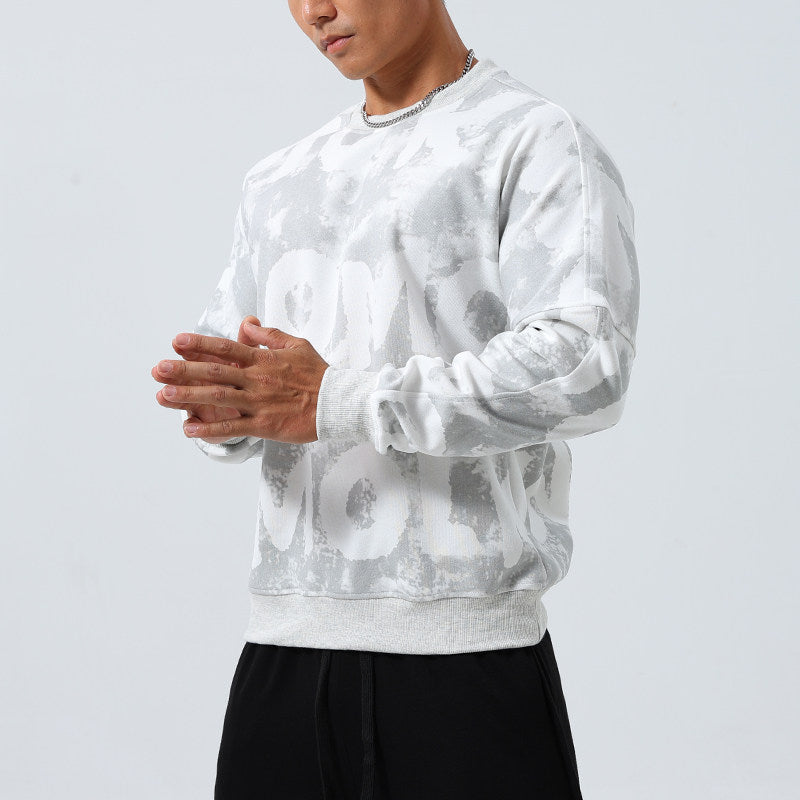 Mens Crew-Neck Pullover Sports Long-Sleeve Sweatshirt