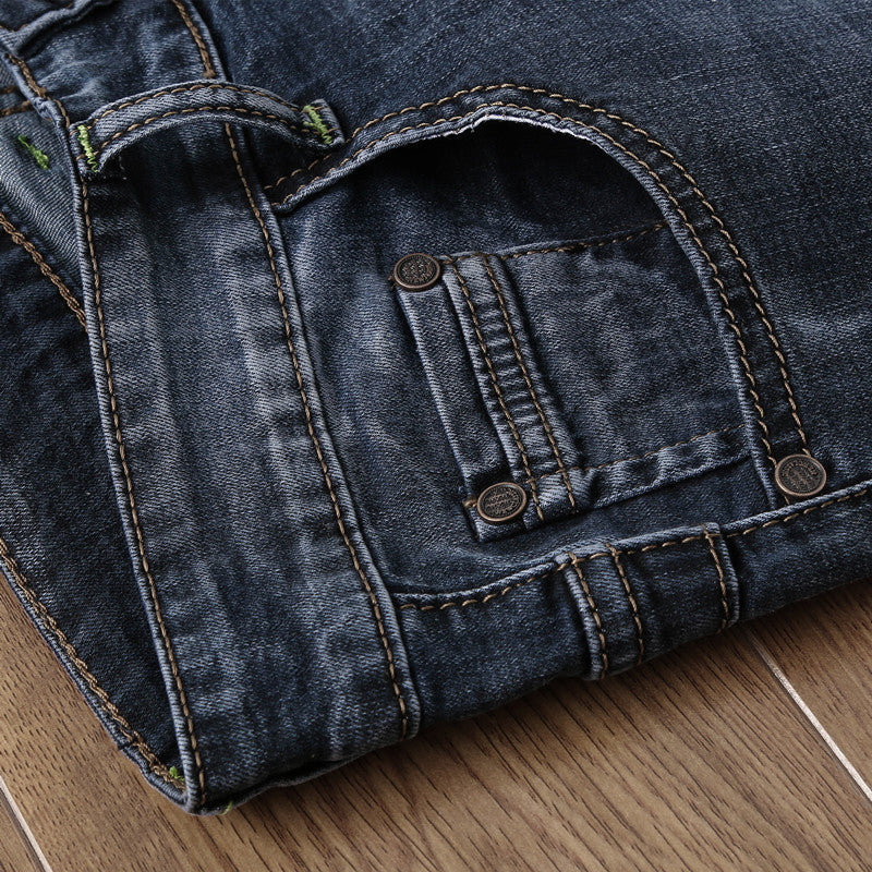 Fashion Personality Men's Slim Fit Black Denim Shorts