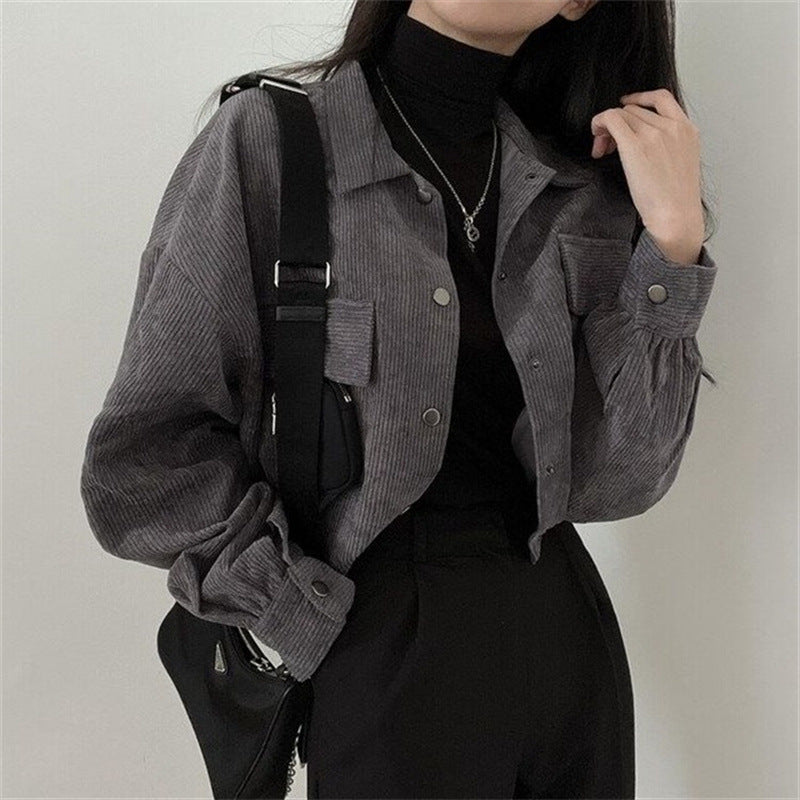Notch-collar Corduroy Jacket
