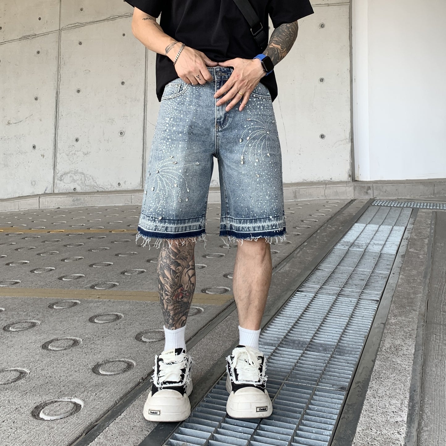 Gradient Cropped Pants Men shorts