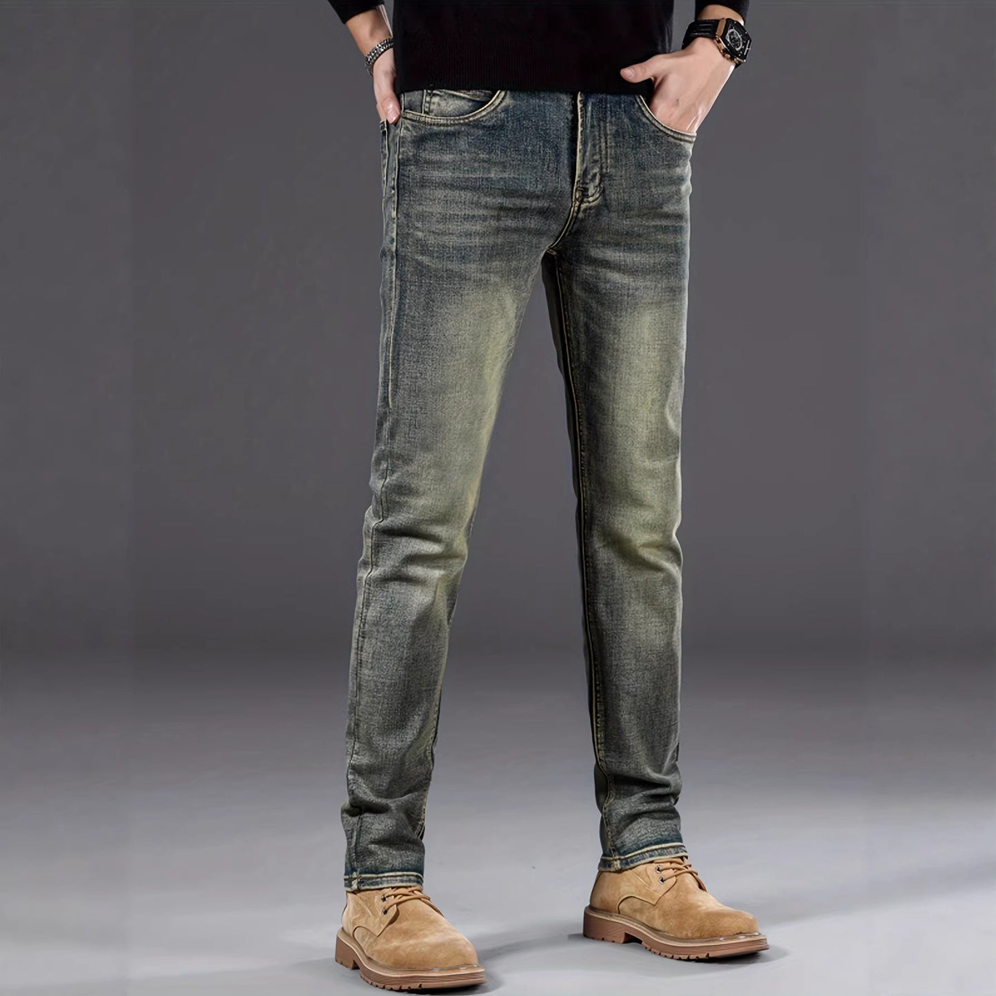 Mens Casual Stretch Slimming Retro Jeans