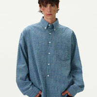 American Style Vintage Plaid Pleated Shirt