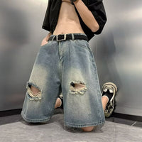 Ruoshuai Men's  Denim Shorts