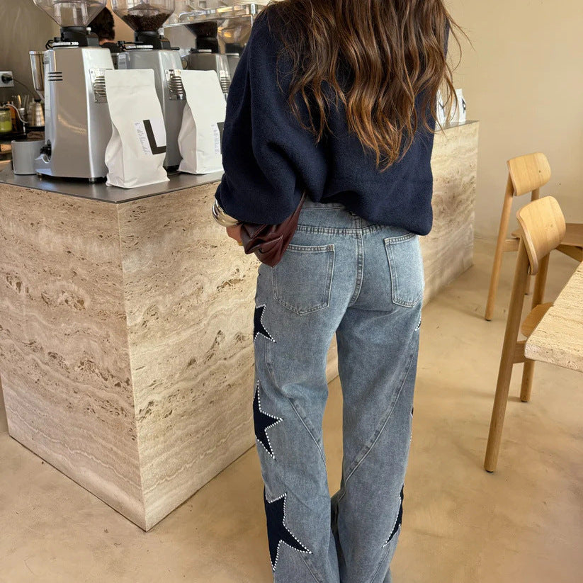 Loose Straight Leg Denim Pants