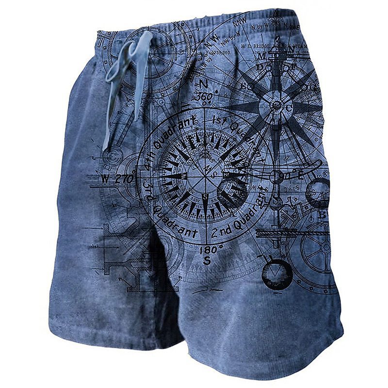 European And American 3D Printed Casual Retro Plaid Hawaiian Vacation Beach Pants Loose Shorts Men