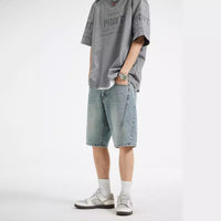 Summer New Structure Loose Straight Denim Shorts Simple All-matching