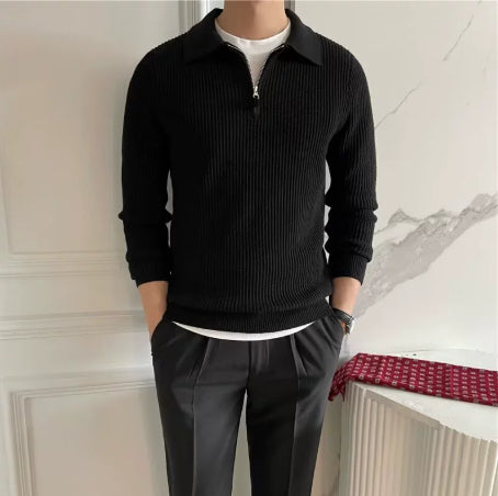 Knitted Polo Sweater With Thermal