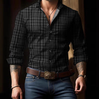 Breathable Volkswagen Casual Versatile Lattice Men's Long Sleeve Shirt