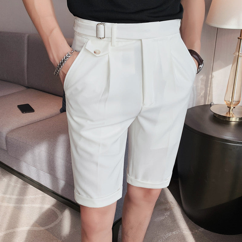 Neapolitan Style Slim White Shorts